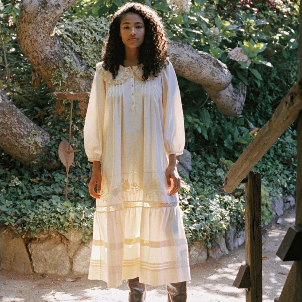 Michelle Elegant Peachy Cream Maxi Dress